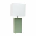 Lalia Home Lexington 21in Leather Base Modern Home Decor Bedside Table Lamp, Sage Green LHT-3008-SG
